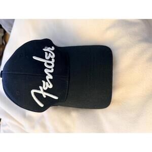 Fender Hat Adjustable EXCELLENT Black with White Wording‎